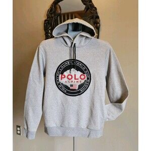 Polo Ralph Lauren Alpine World Cup Racing USA Hoodie Sweatshirt Mens M Gray